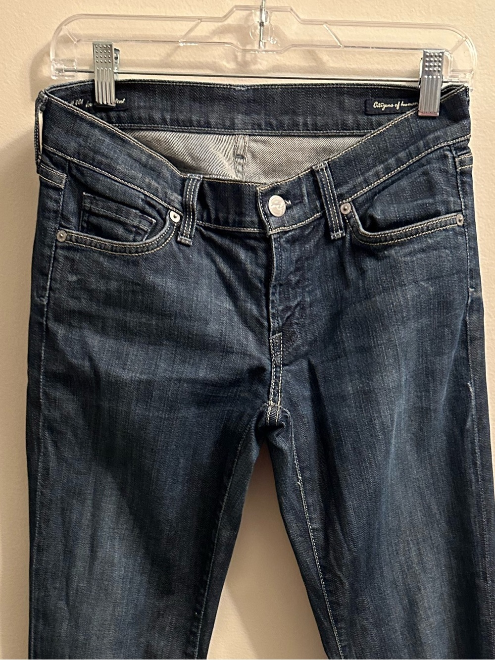 #290 Citizens of Humanity Dark Indigo High-Rise Jeans with Gold Stitching